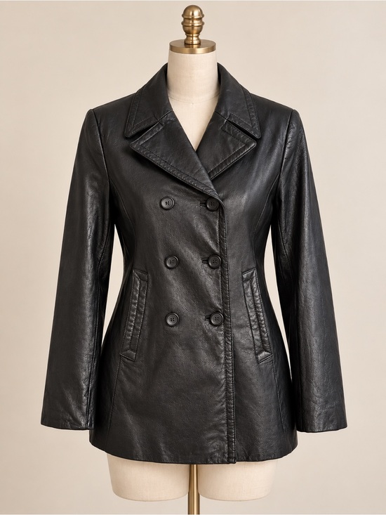 Wilson Jackets & Blazers - Wilson Black Double-Breasted Leather Blazer